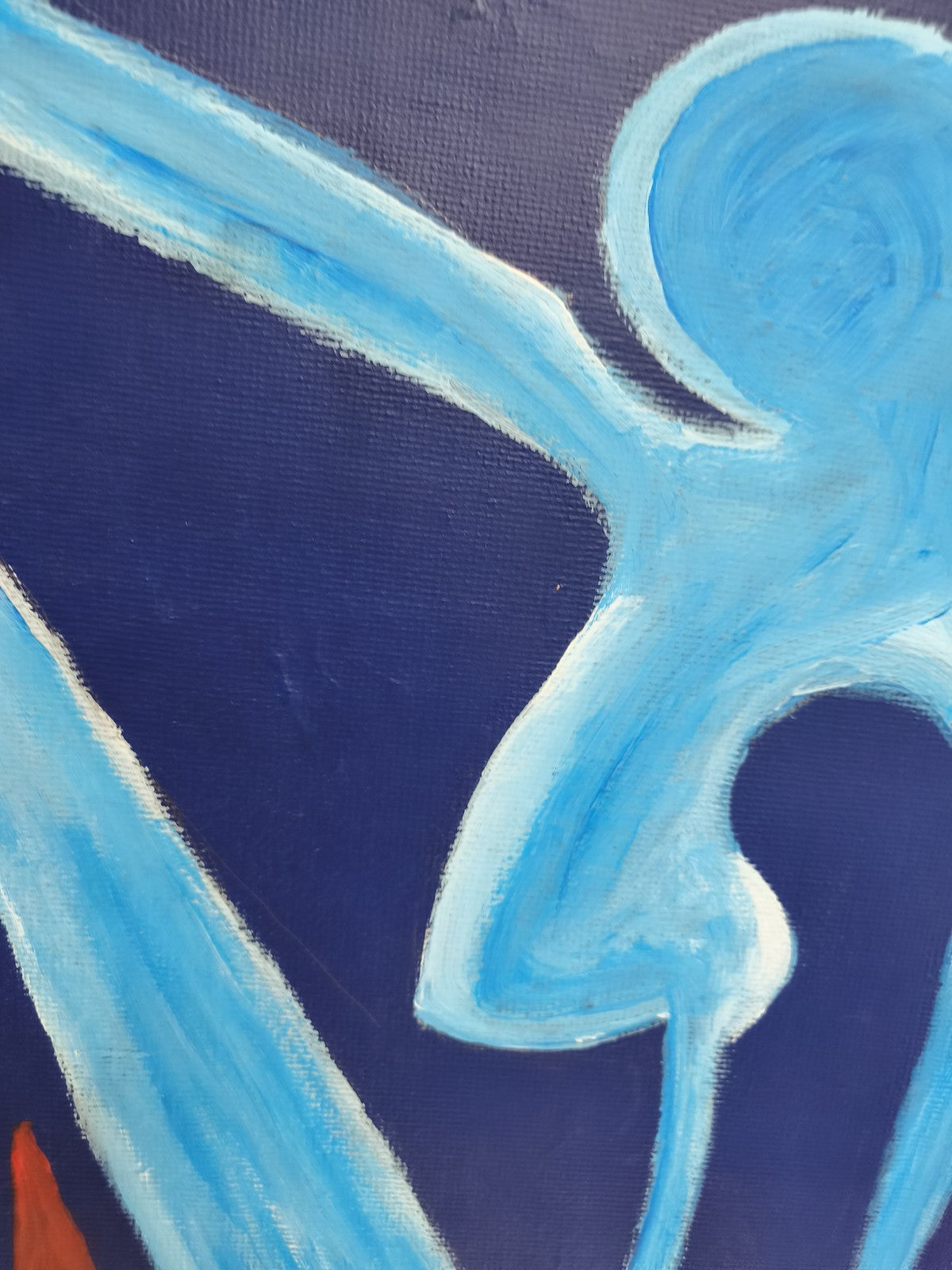 Tableau ancien abstrait bleu signé cadre bois doré peinture à venir récupérer