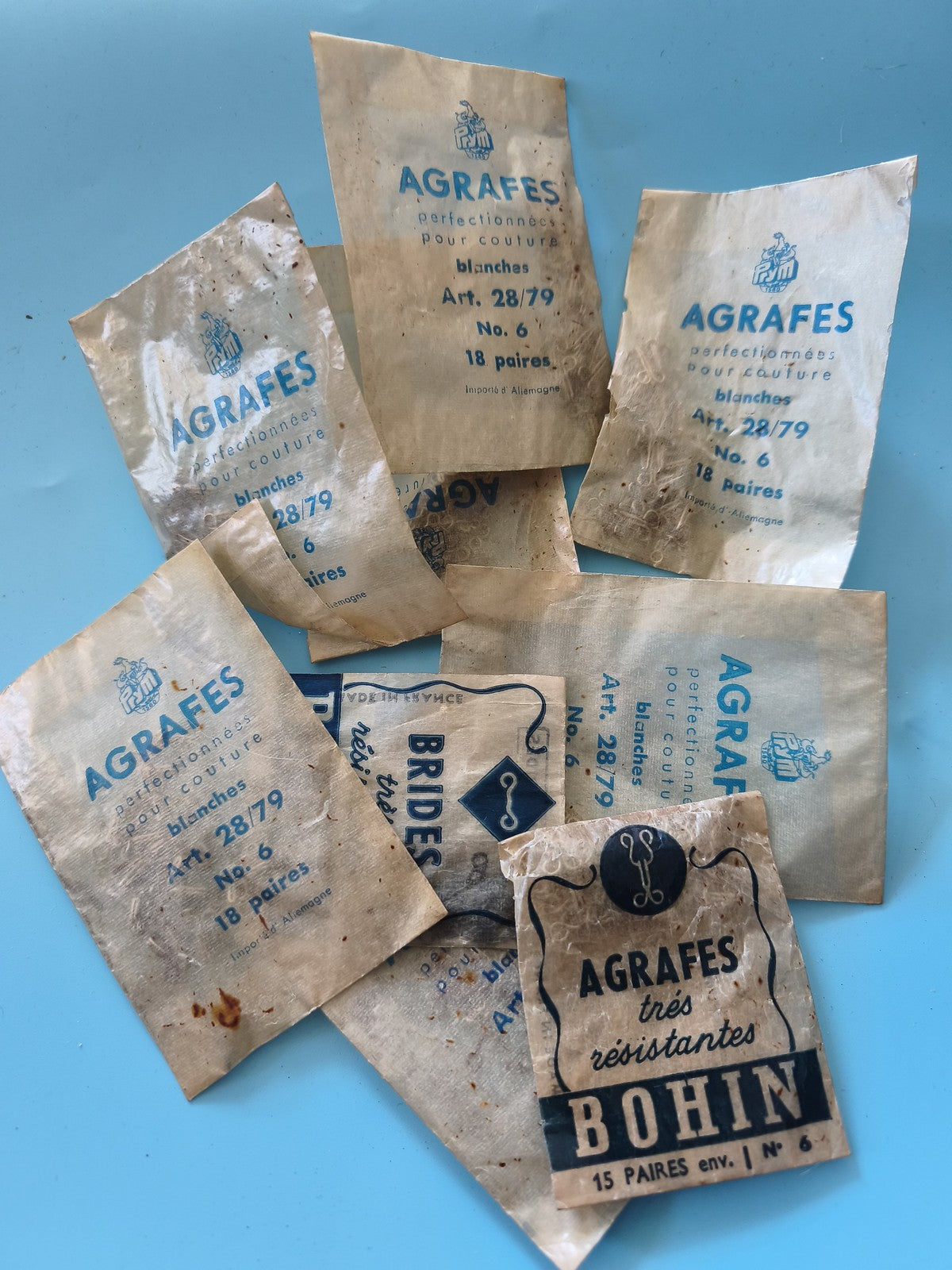 Lot éléments de couture vintage ancien deadstock mercerie années 1960 rétro rare