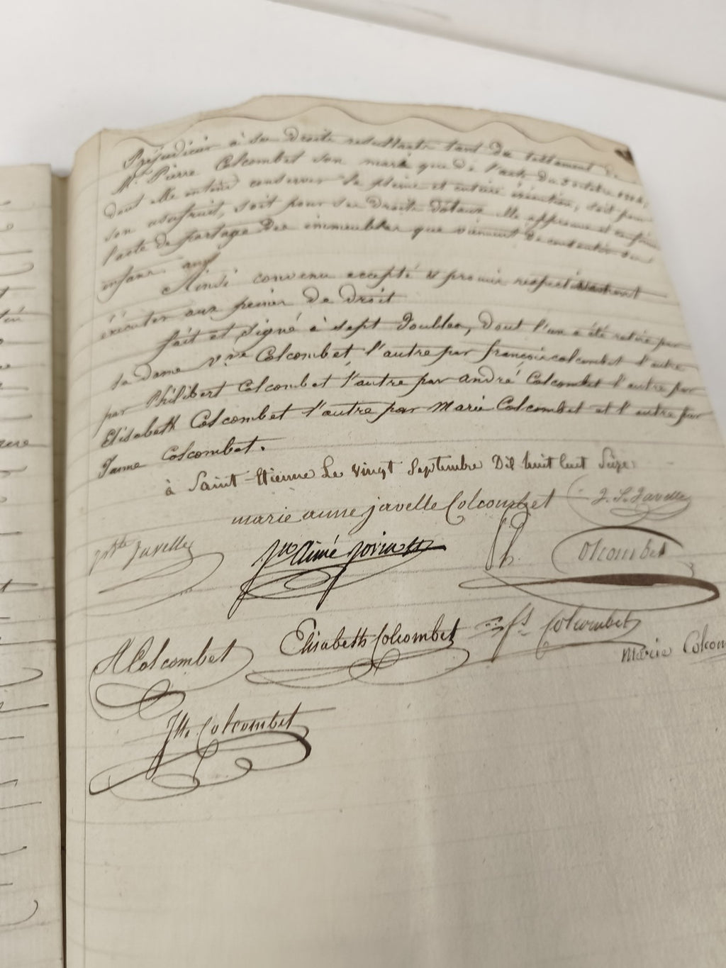 Acte manuscrit 1816 papier timbré Louis XVIII succession Colombet XIXe