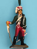 Figurine soldat ancien plomb uniforme hussard vert rouge main sabre vintage