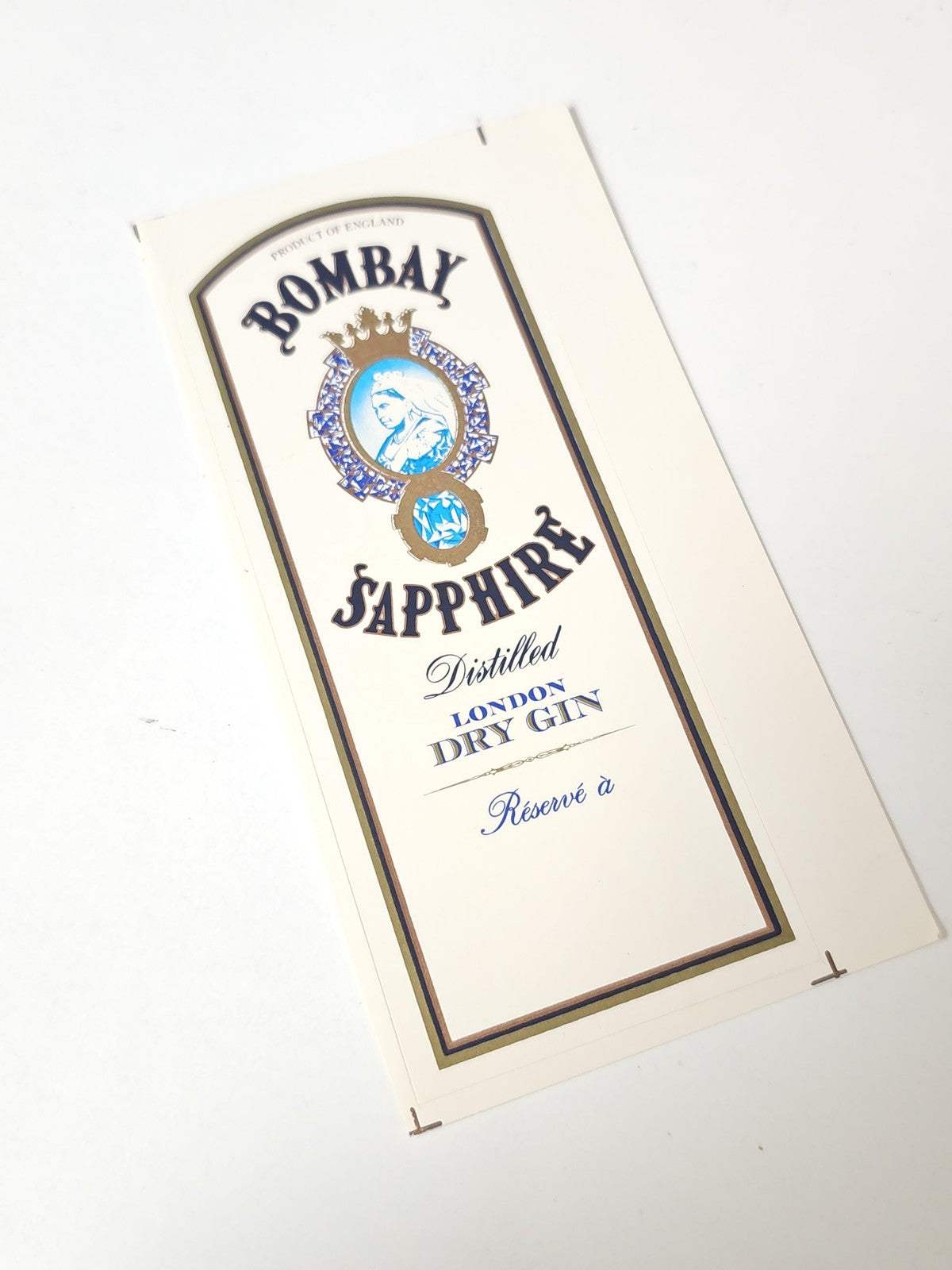 Vintage grand autocollant publicitaire ancien Bombay Sapphire bar collection déc
