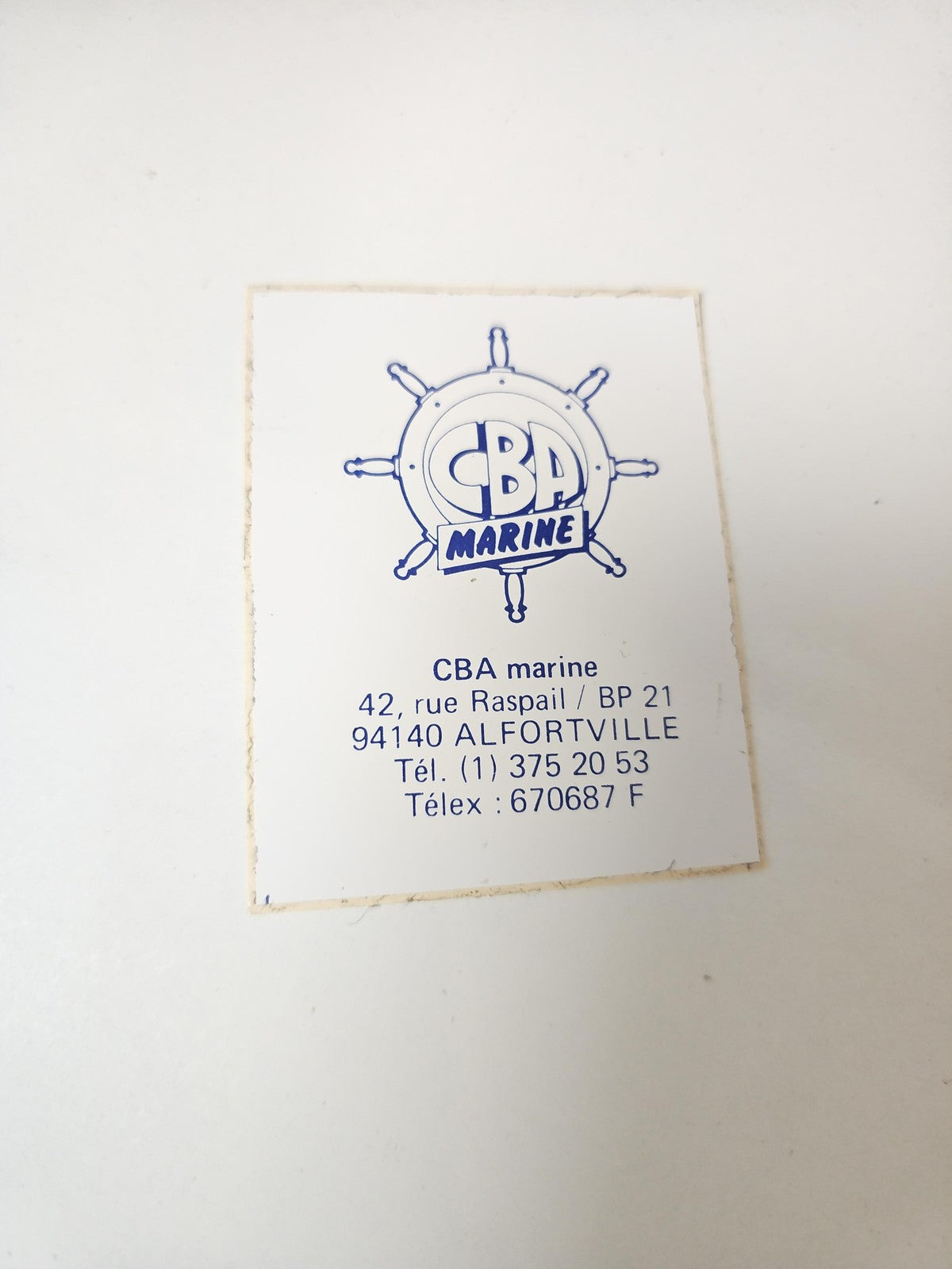 Ancien autocollant publicitaire CBA Marine rétro, grand format, collection vinta