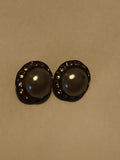 Paire de boucles d’oreilles vintage cabochon perle aspect nacré rétro