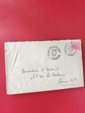 Enveloppe philatélie affranchie Tunisie 1952 cachets visibles Paris 16e