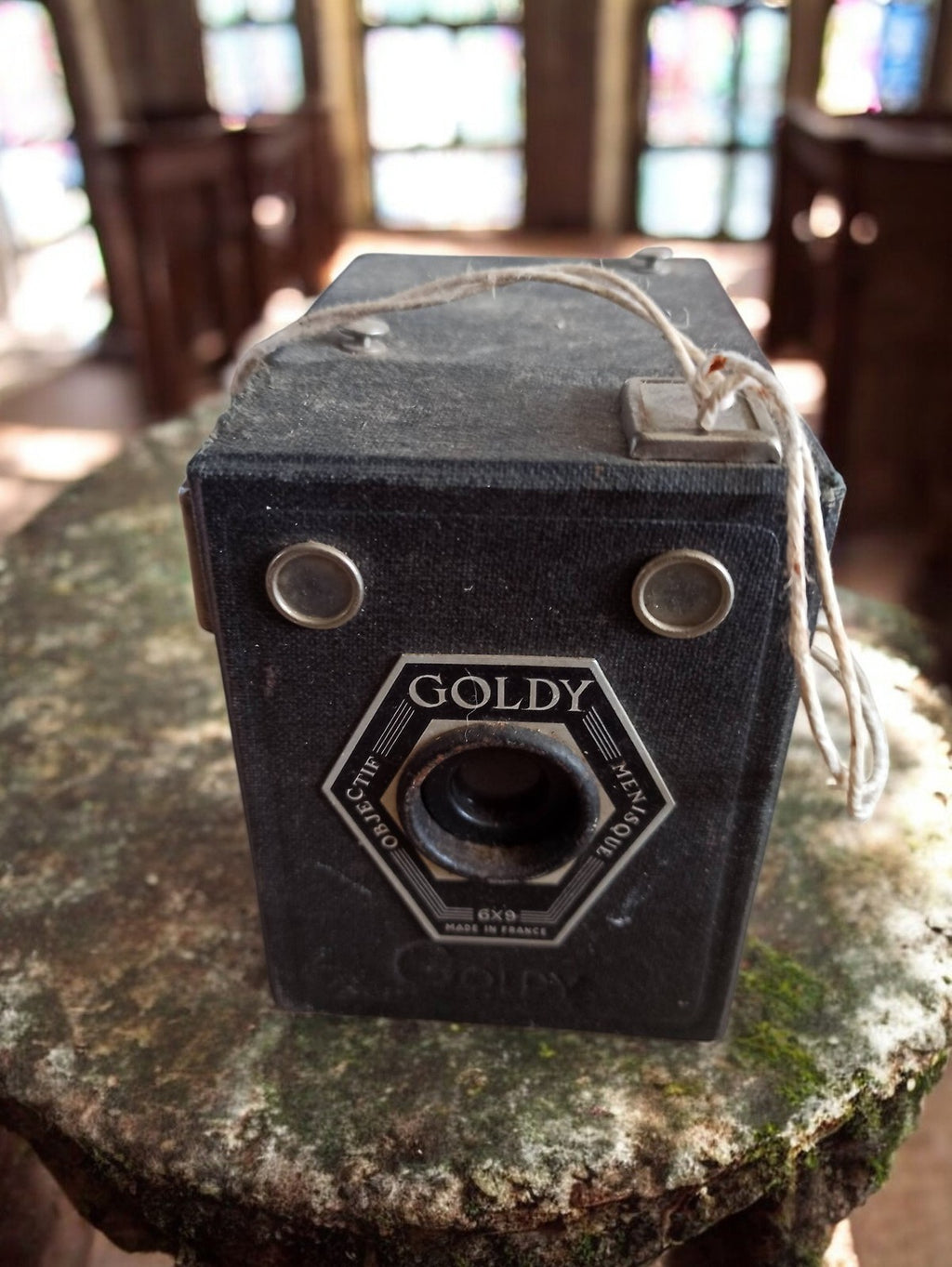Appareil photo box Goldy 6x9 vintage France, caméra ancienne, déco rétro