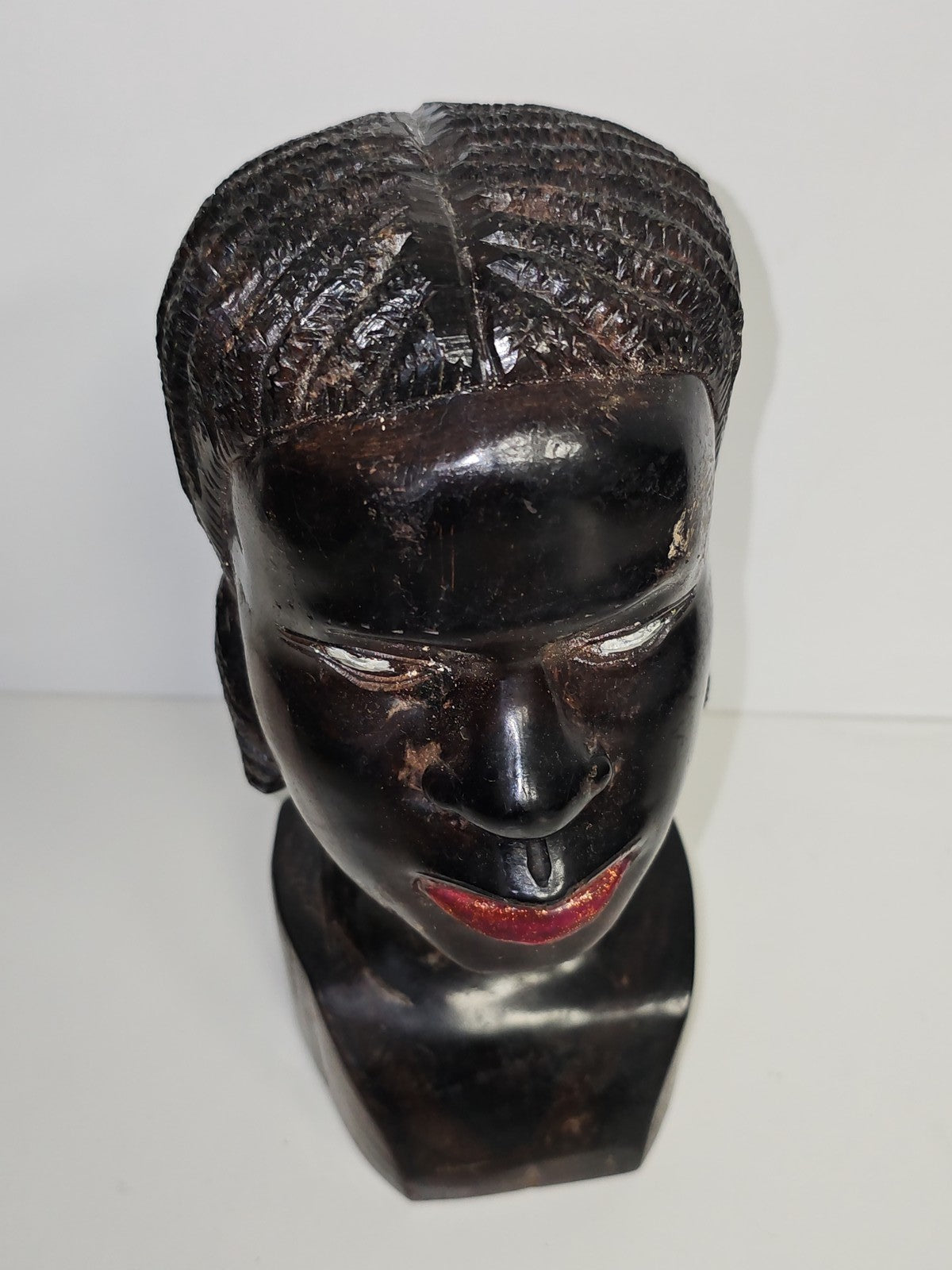 Sculpture africaine vintage en bois massif ancien, grande pièce années 1950 déco