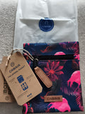 Pochette Cabaia latérale motif tropical 15 cm neuve, zip, accessoire sac
