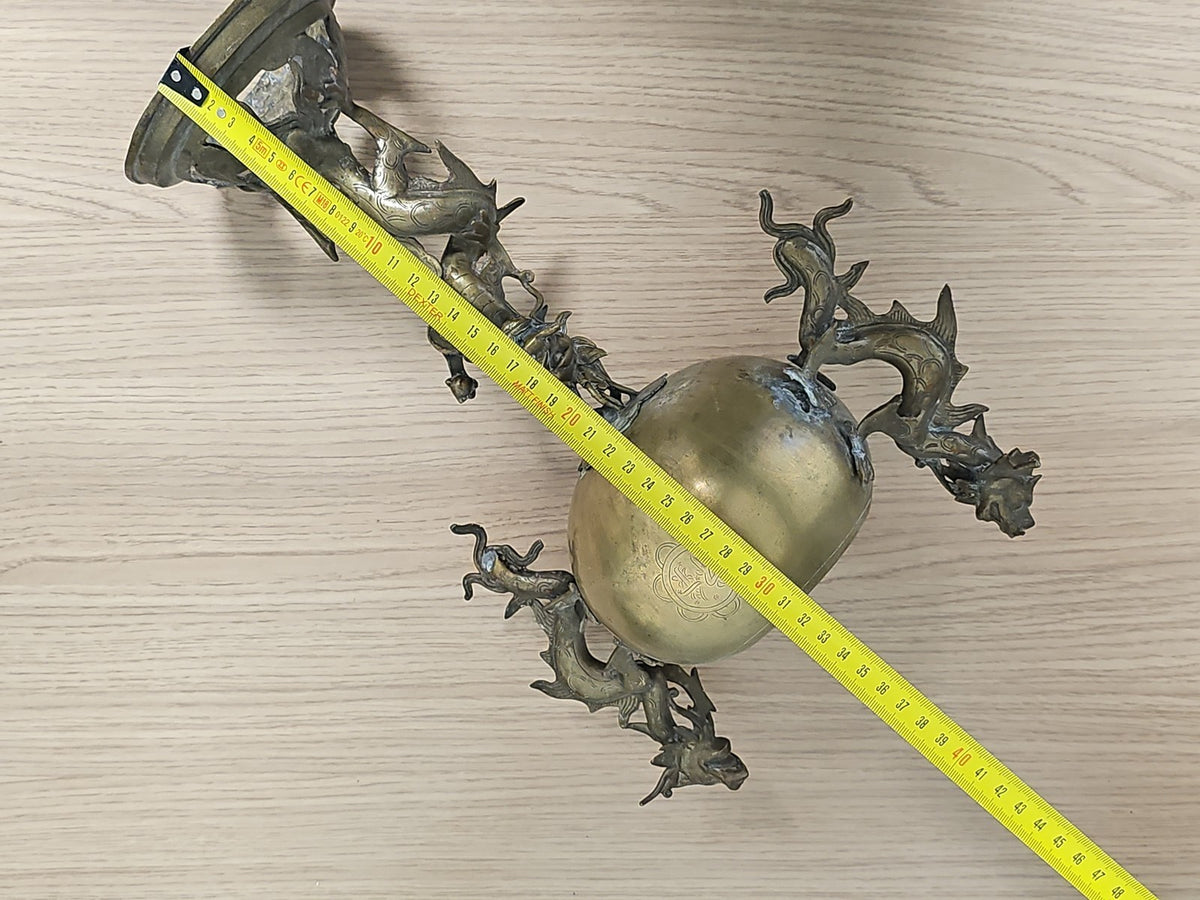 Vintage Chinese decorative bronze ancient sculpture, dragon censer