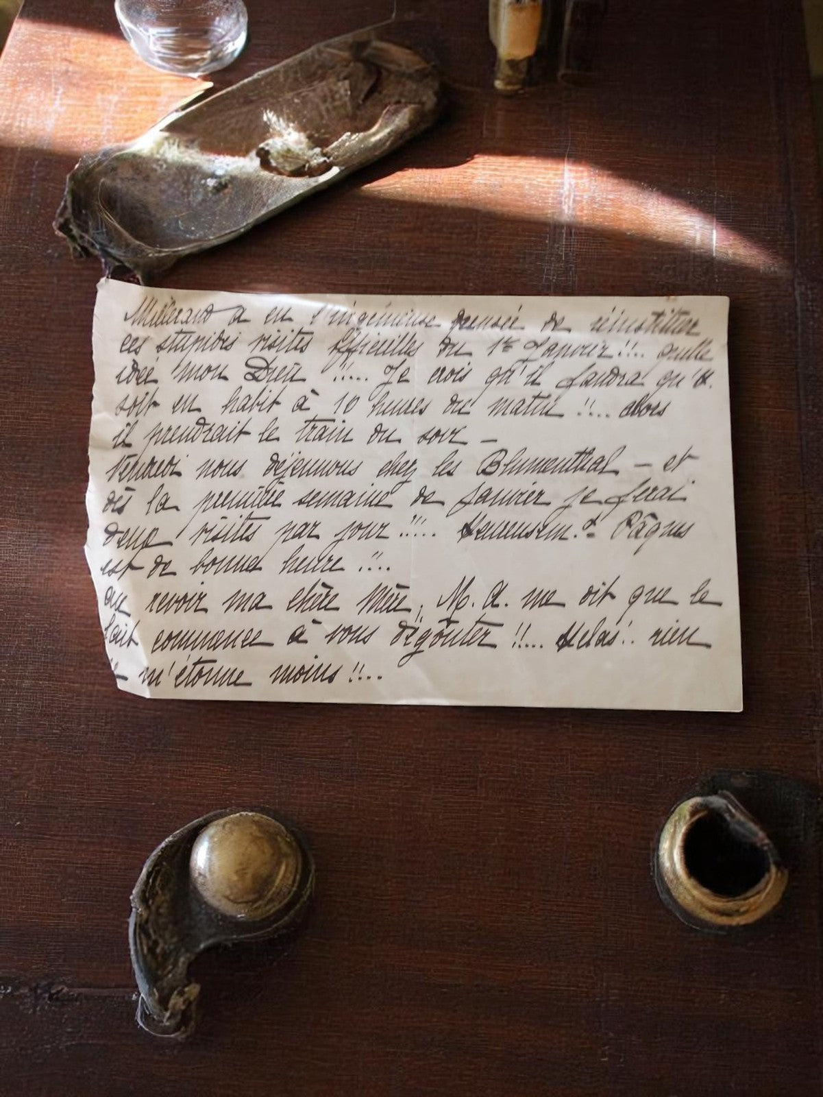 Brouillon manuscrit ancien XXe, lettre encre vintage, écriture cursive