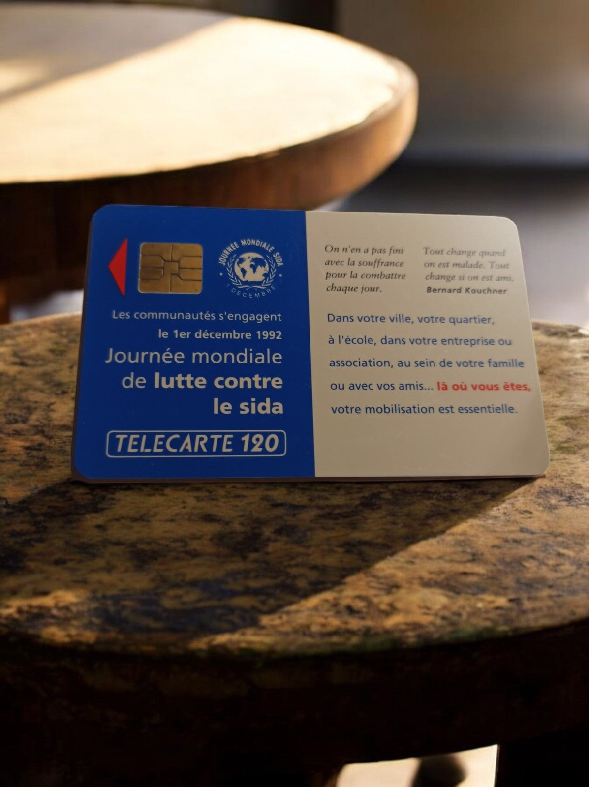 Télécarte vintage 120 unités Journée mondiale sida 1992 carte téléphonique Franc