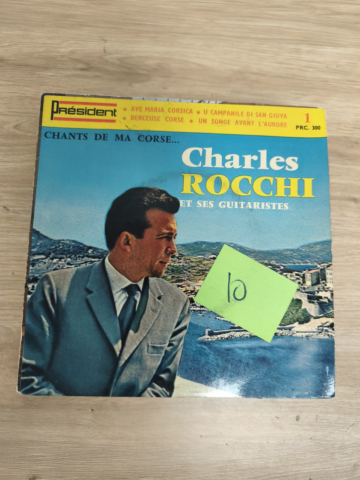 Vinyle 45T Charles Rocchi Chants de ma Corse Président pochette bleue guitare