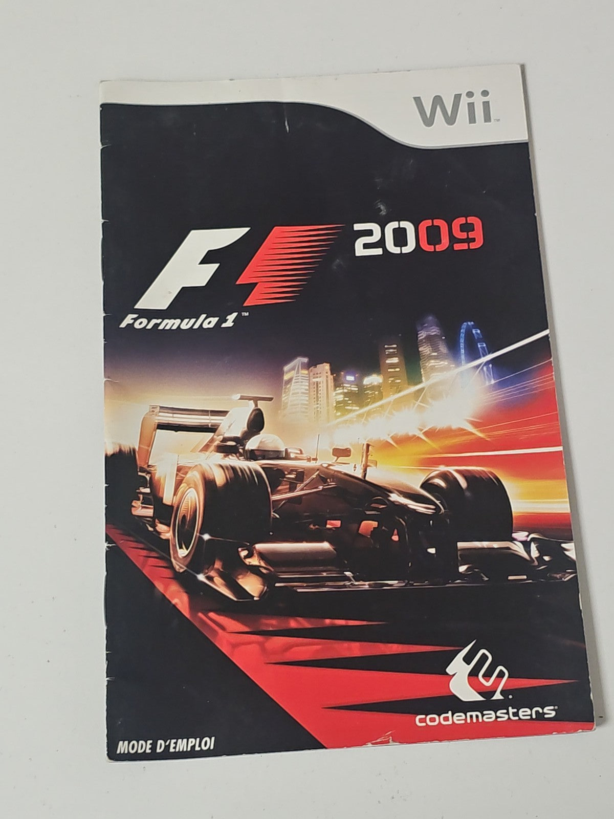 Notice originale seule pour F1 2009 sur Nintendo Wii, manuel jeu vidéo d'occasio