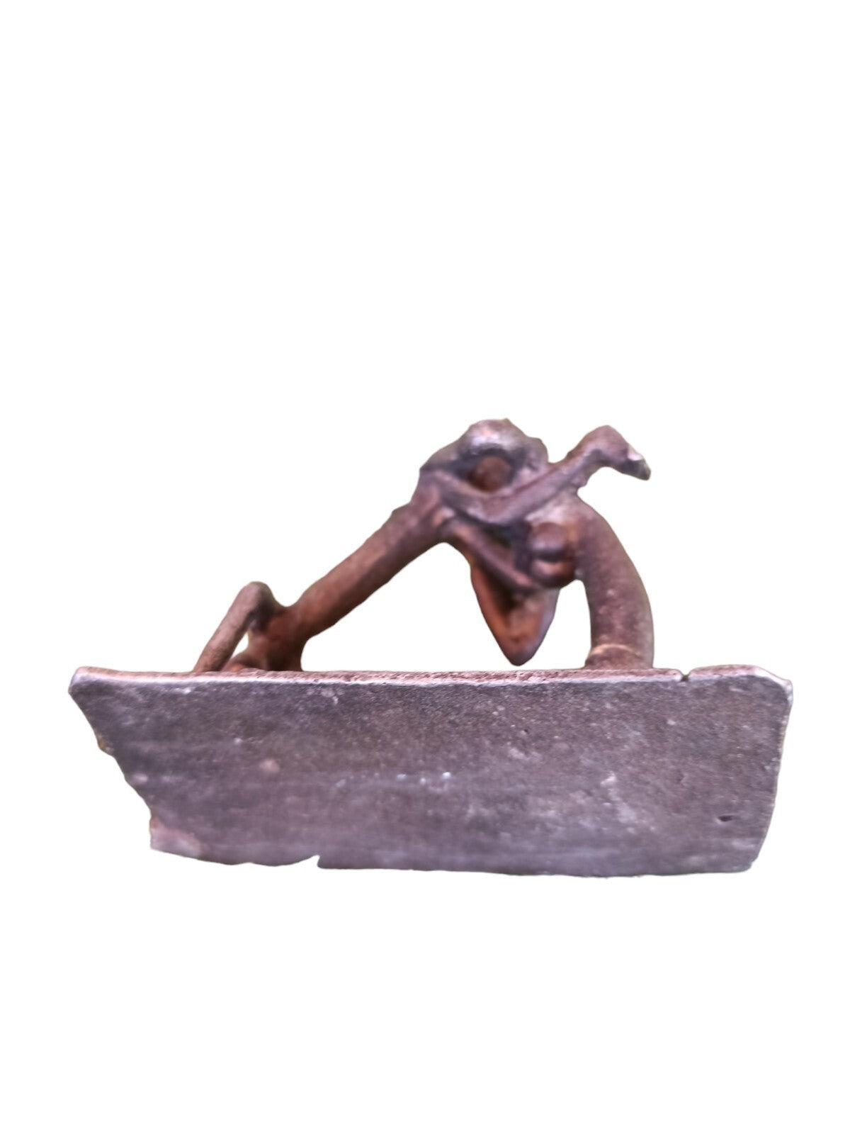 Statuette africaine en métal, sculpture artisanale, figure abstraite décorative