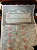 Action ancienne minière Santiago y Anexas 1928 papier financier vintage