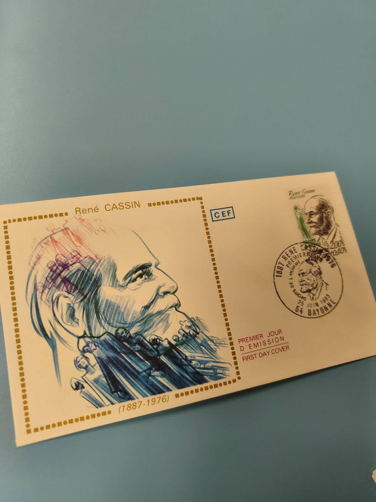 Enveloppe premier jour d?émission René Cassin FDC CEF illustrée timbre