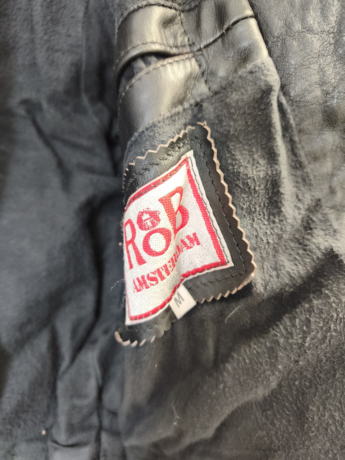 Blouson vintage homme Rob Amsterdam cuir véritable ancien taille M rétro collect