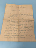 Ancienne lettre manuscrite française, papier quadrillé, encre bleue, 1944