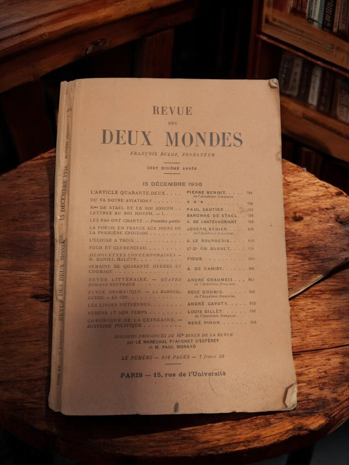 Revue des Deux Mondes 1936 ancien magazine rétro littérature vintage