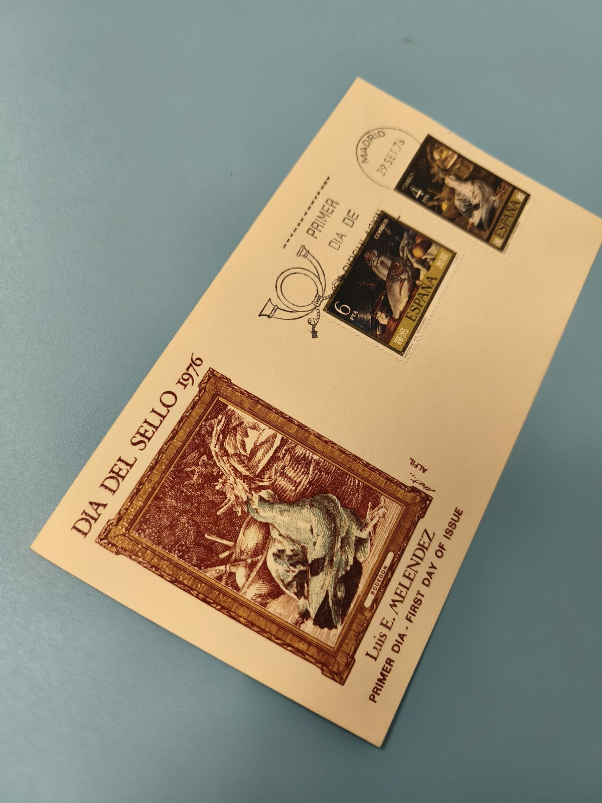 Enveloppe FDC Espagne 1976 Premier Jour Timbres art Luis E. Meléndez