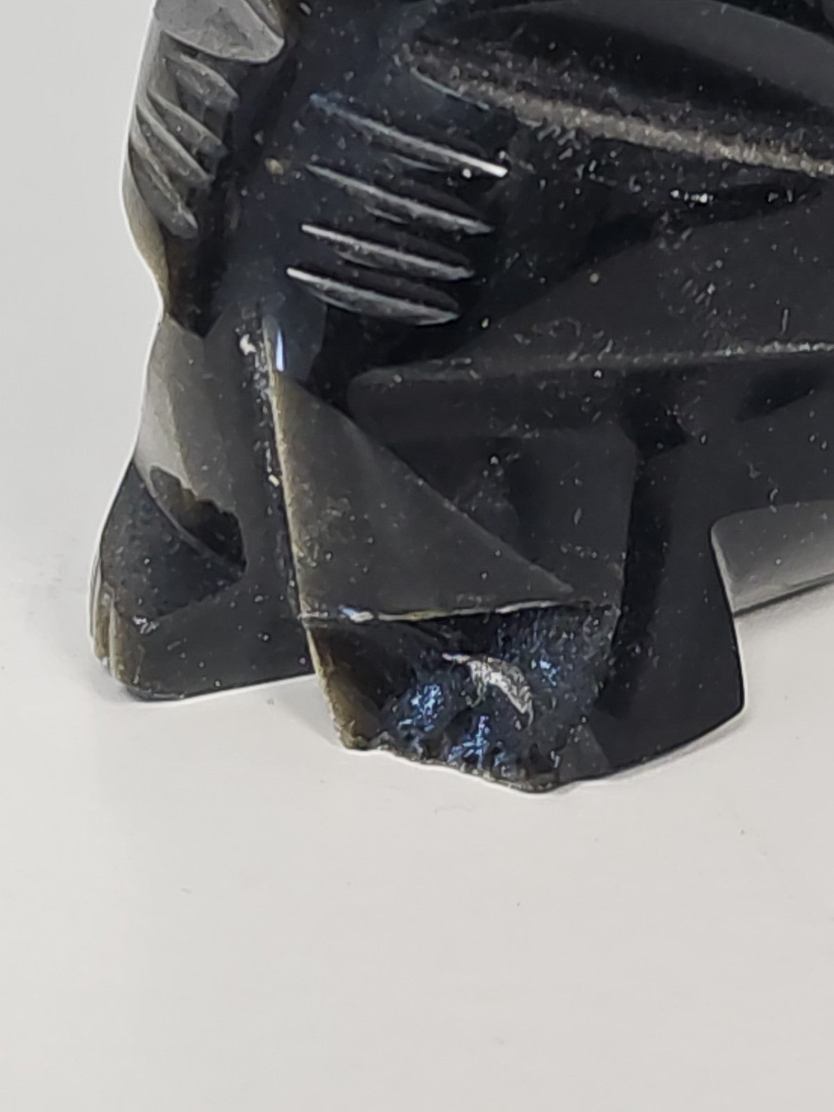 Vintage statuette obsidienne sculptée main Ancienne style Maya Aztec collection