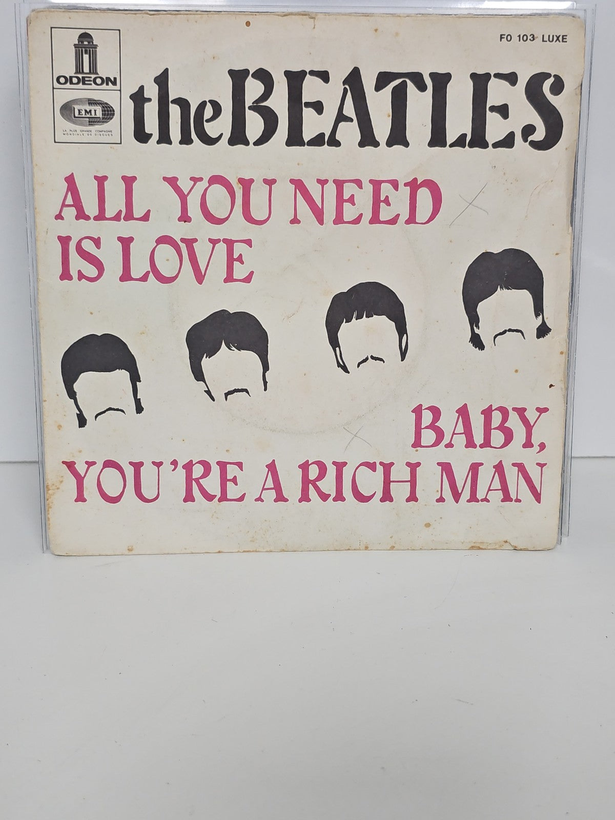 Disque vinyle 45 tours ancien The Beatles rétro occasion collection état moyen