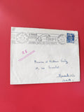 Enveloppe philatélie oblitérée timbre 15F bleue Paris Marseille cachet 1953