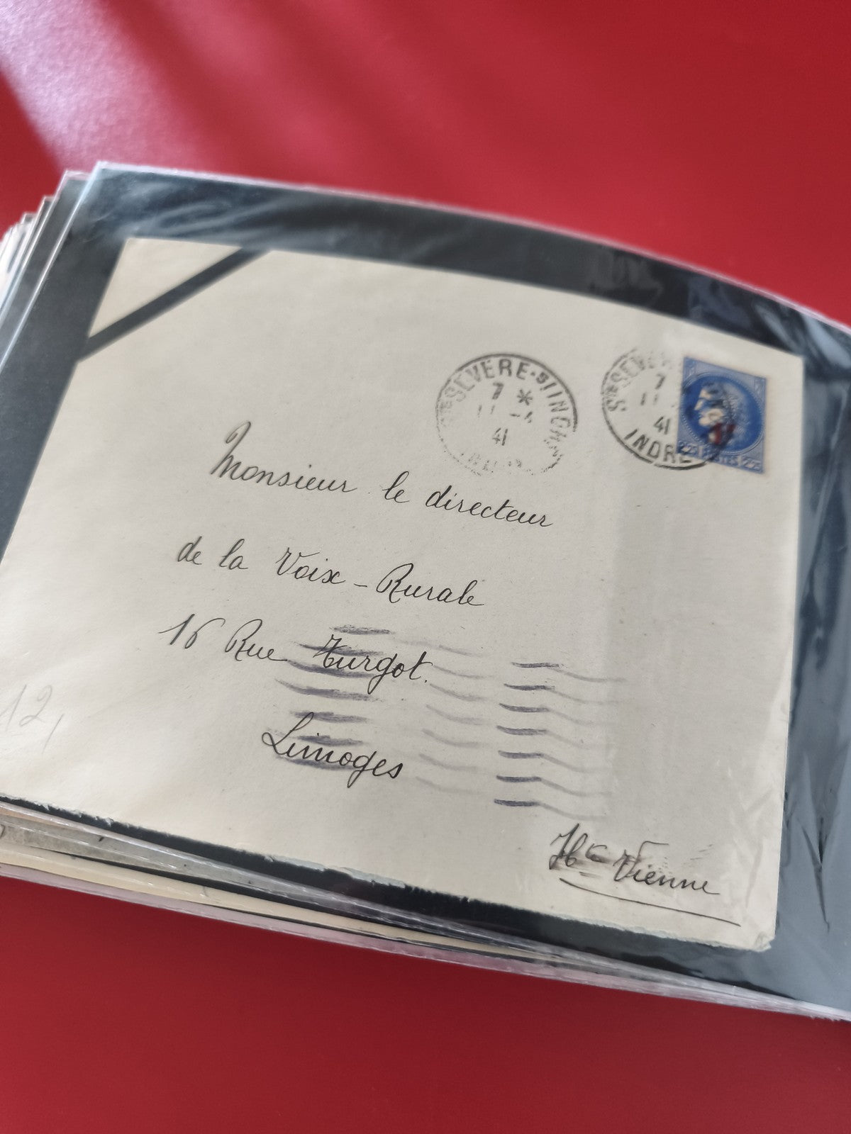 Ancienne enveloppe oblitérée 1941 timbre bleu France pour philatéliste collectio