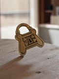 Pendentif cadenas vintage métal doré cœur années 1950 rétro bijou ancien