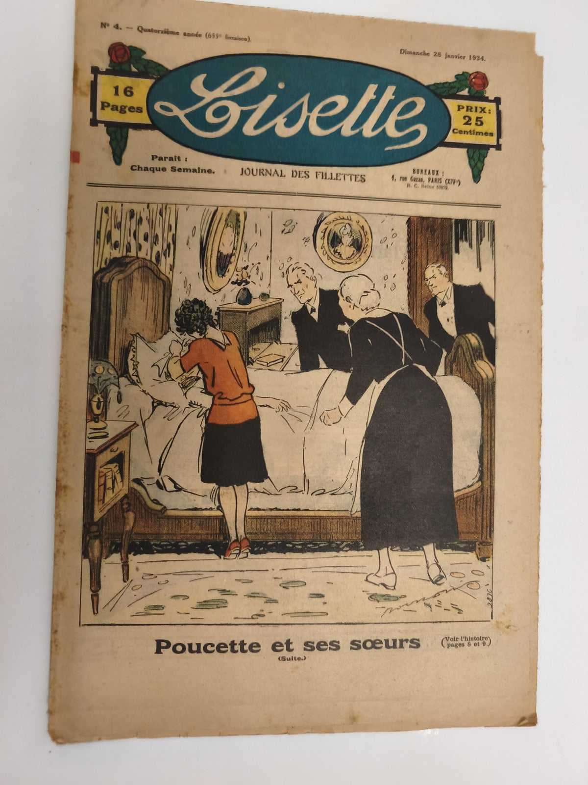 Journal ancien Lisette 1934 illustré, n°4, 16 pages, Journal des fillettes, vint