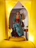 Chromo ancien femme époque 1900 – Illustration vintage école, déco rétro