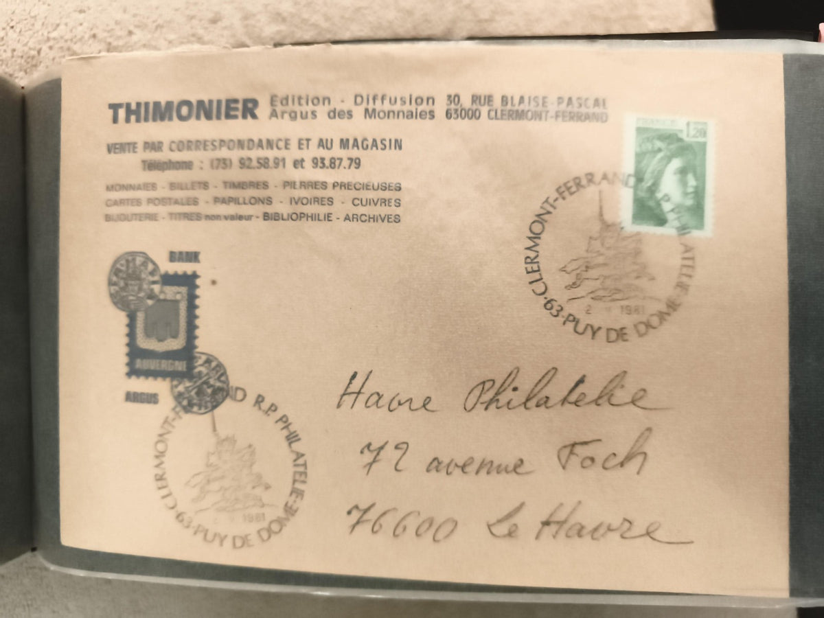 Lettre philatélique Thimonier Clermont-Ferrand 1981 Marianne timbre France