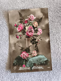 Carte postale ancienne Bonne Année fleurs roses CPA
