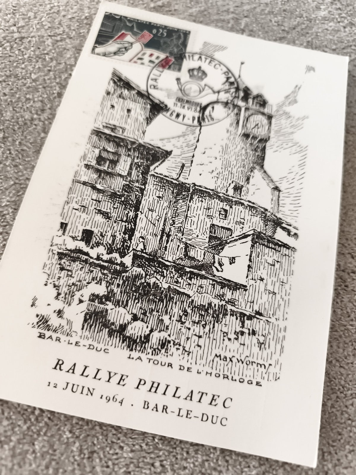 Carte philatélique Rallye Philatec 1964 Bar-le-Duc oblitérée ancienne