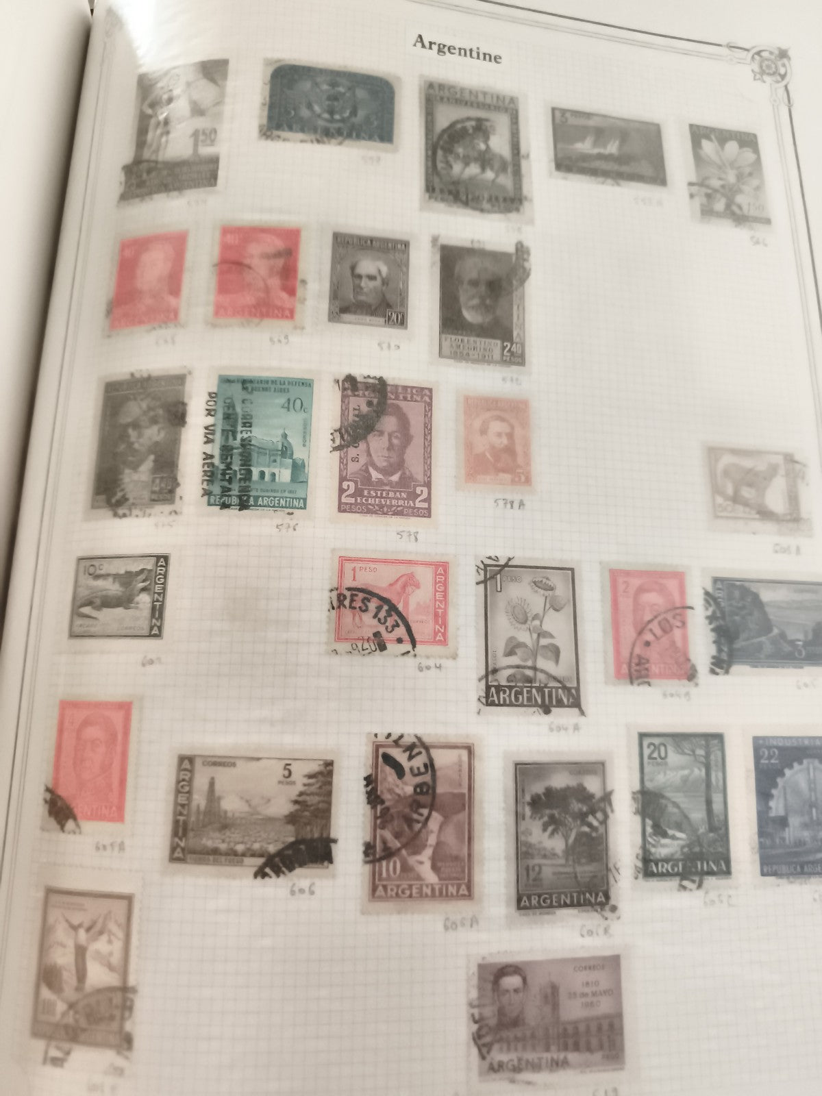 Timbres anciens Argentine oblitérés, lot philatélie vintage, motifs variés