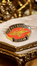 Pin's ancien Vietnam Veteran USA, insigne militaire doré, vintage années 70