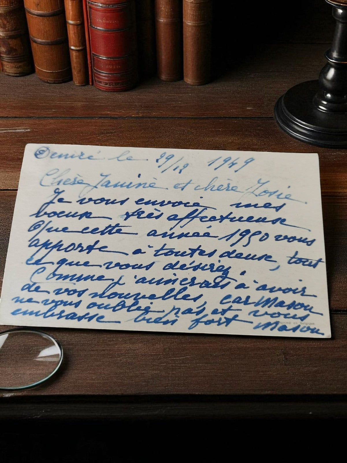 Lettre manuscrite ancienne 1949 bleue adressée Josie vintage post WW2