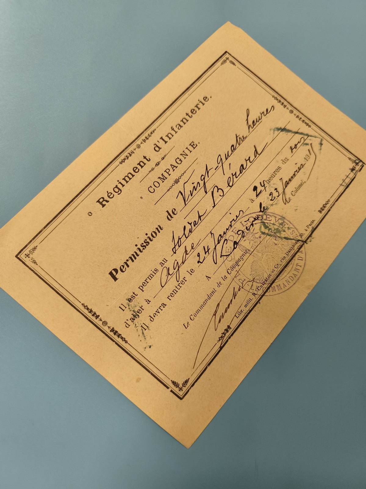 Ancienne enveloppe militaire régiment d?infanterie timbres oblitérés collection