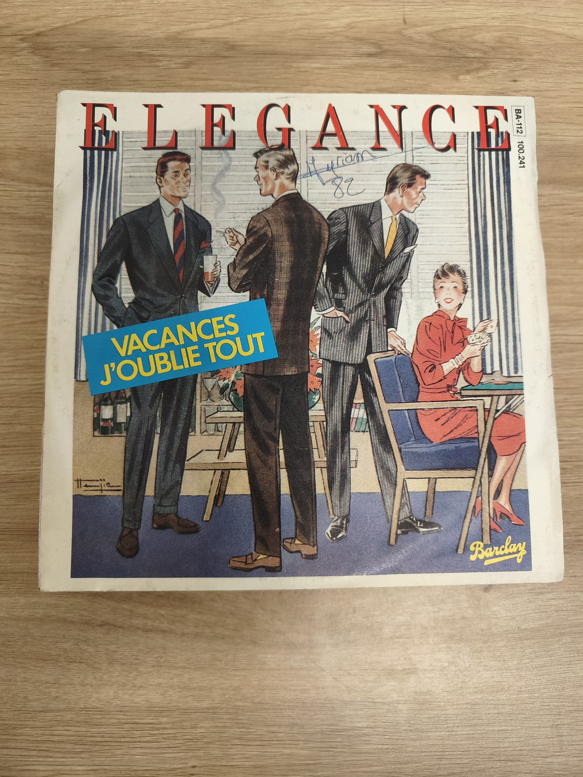 Vinyle 45T ELEGANCE Vacances j'oublie tout Barclay pochette illustrée (Ref 3)