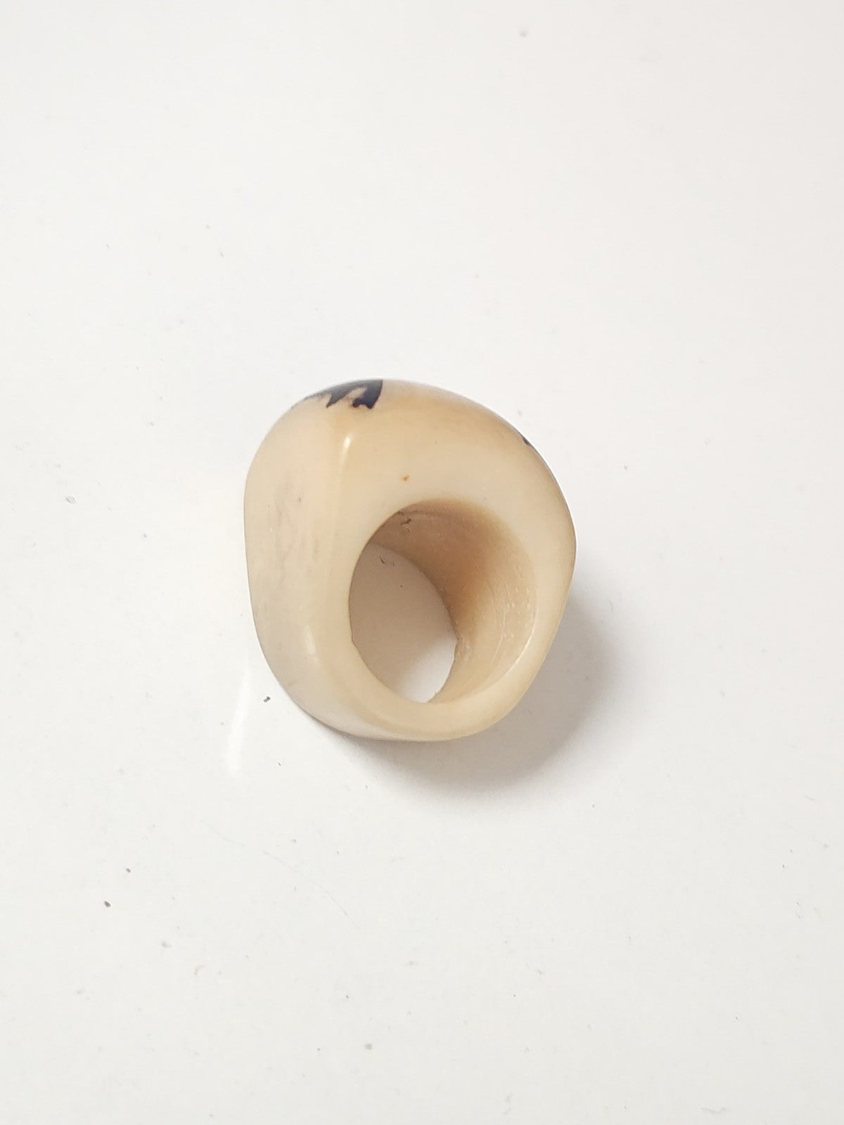 Vintage large antique natural bone ring size 53 retro original jewelry
