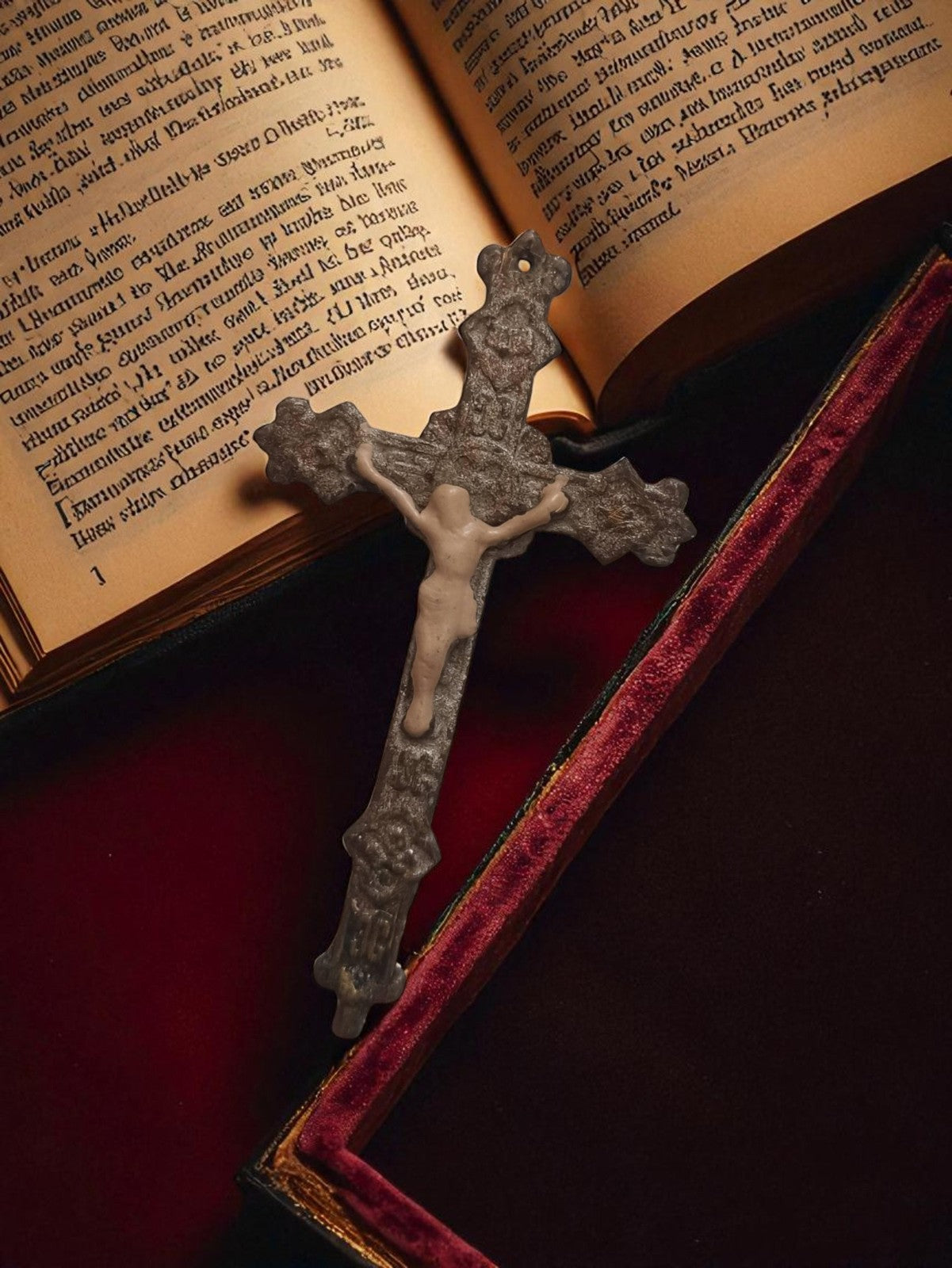 Ancienne croix catholique vintage, objet religieux rétro pour collectionneur