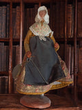 Santon ancien femme provençale signé, figurine vintage crèche, costume floral