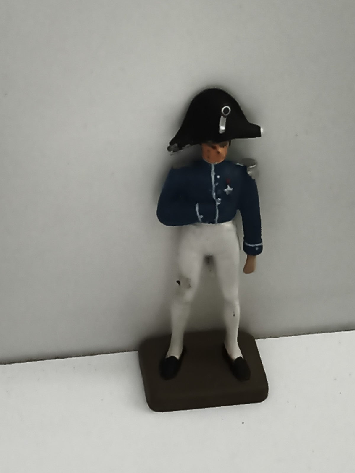 Figurine plomb Napoléon uniforme bleu ancien, soldat Empire, vintage décor