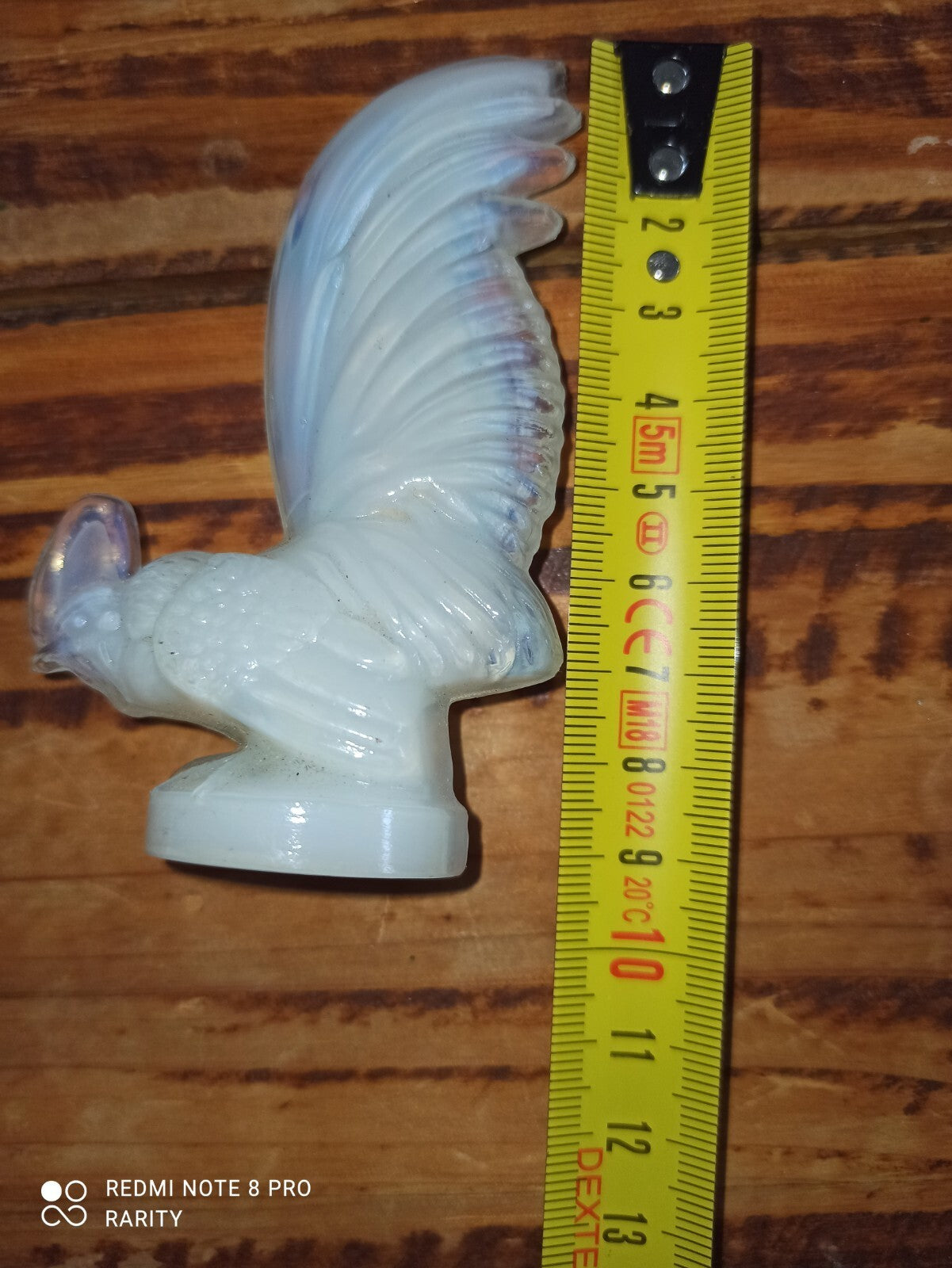 Vintage Art Deco decorative white opaline rooster old statue