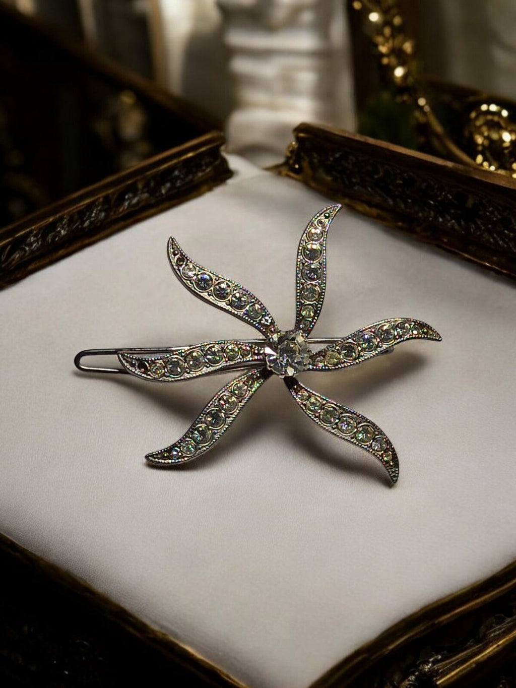 Barrette vintage étoile strass, pince cheveux fantaisie rétro