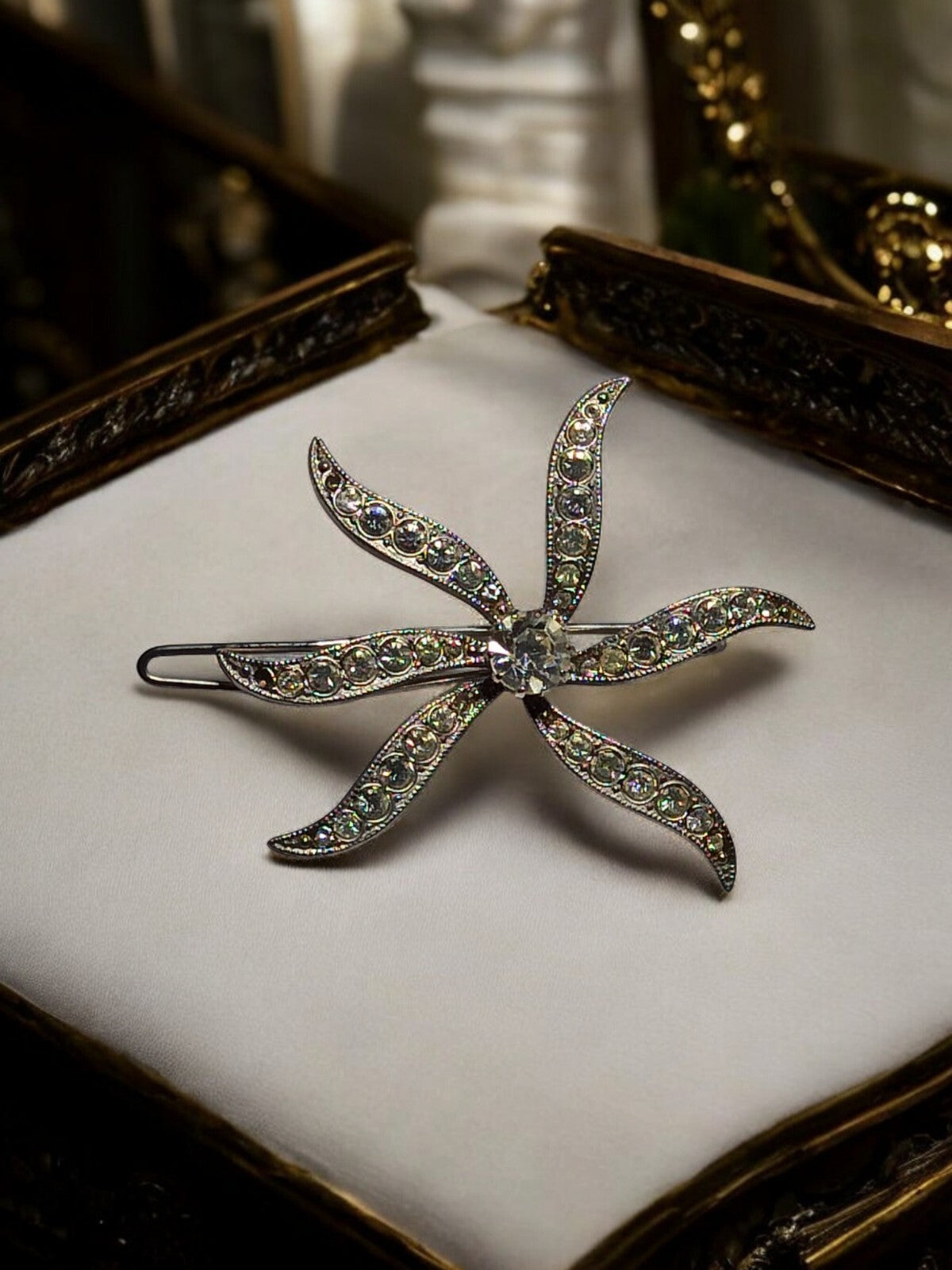 Barrette vintage étoile strass, pince cheveux fantaisie rétro