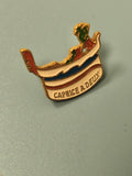 Vintage pin's Caprice des Dieux publicitaire fromage blanc bleu rouge collection