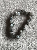 Bracelet pierres naturelles gris perles irrégulières élastique bijou fantaisie