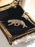 Broche panthère vintage dorée strass, bijou fantaisie rétro élégant