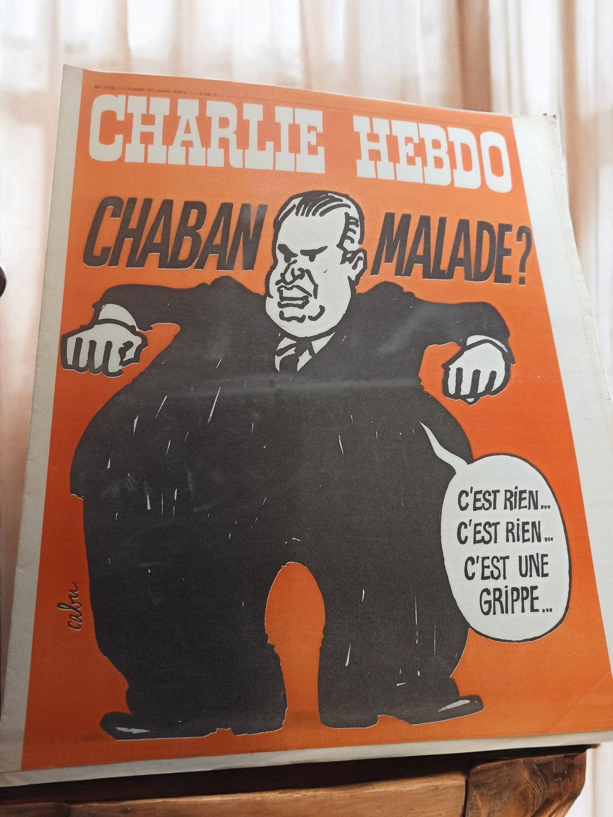 Journal Charlie Hebdo ancien 1974 couverture Chaban Malade vintage presse rétro