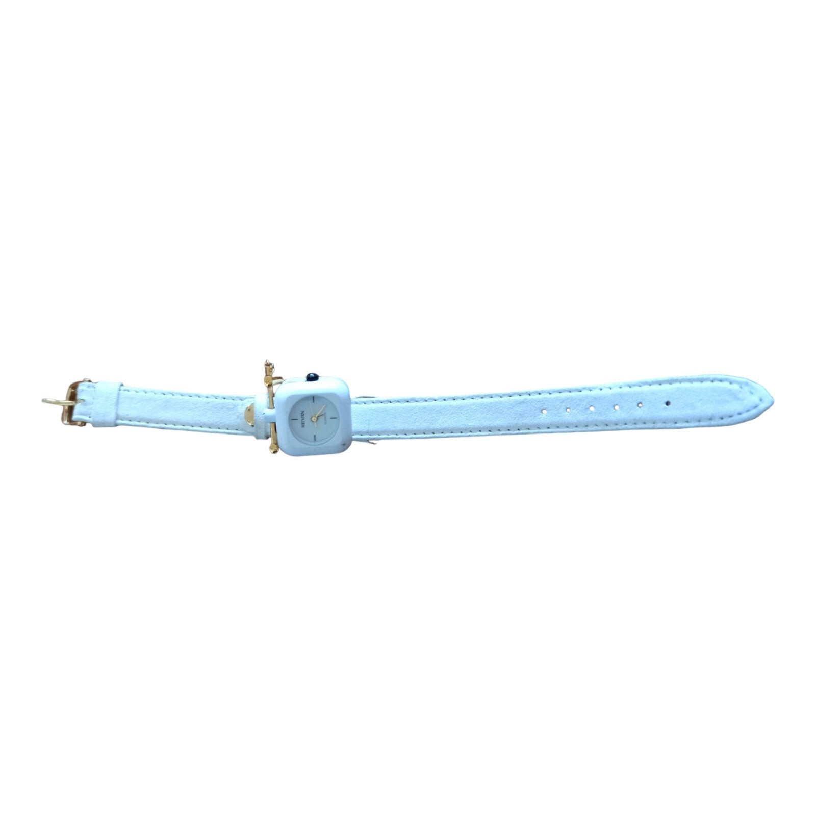 Montre femme SEVAN quartz bleu clair vintage, cadran carré, rare collector